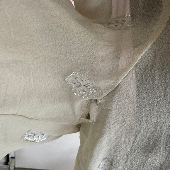 Hale Bob Beige silk metallic large blouse - Picture 7 of 9